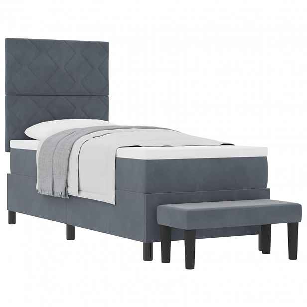 vidaXL Postel s boxspringem s čelo Tmavě šedá 200 x 80 cm samet