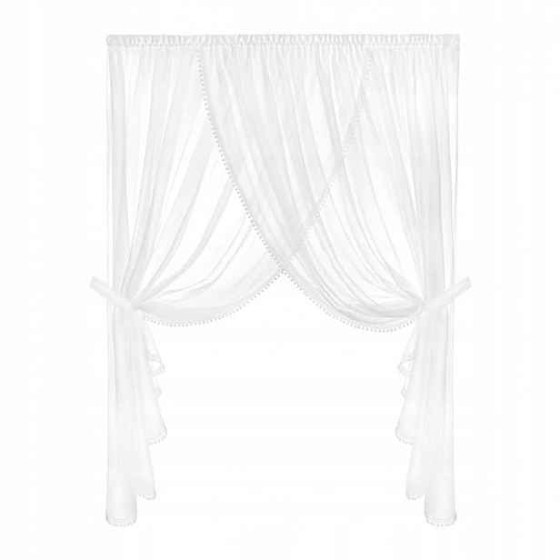 Bílá Záclona s Bambule 400x250 Emporio II