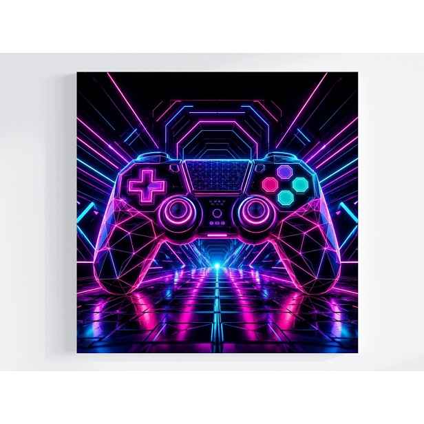 Obraz Na Plátně Canvas Gamer Hra Konzola Kontroler Neon Cyberpunk 50x50