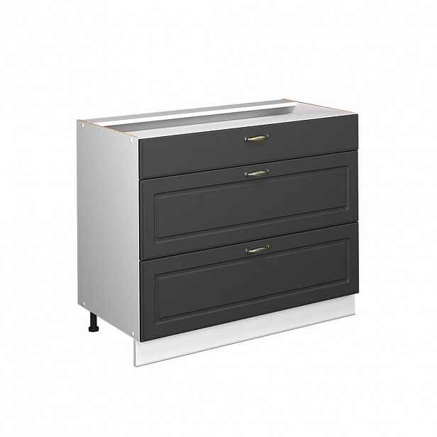 Vicco SPODNÍ SKŘÍŇKA KUCHYŇSKÉ LINKY Fame-Line, Anthrazit-Gold Landhaus/Bílá, 100 cm bez pracovní desky