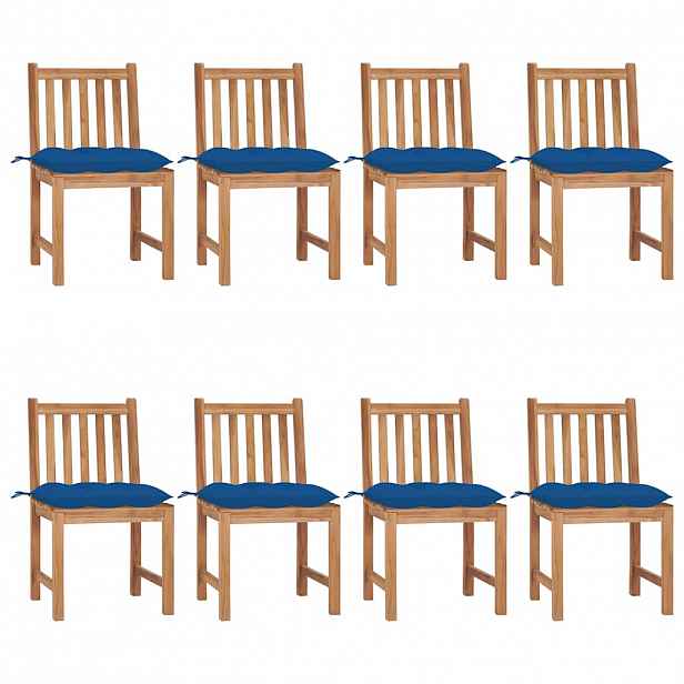 vidaXL Zahradní židle s poduškami 8 ks masivní teak