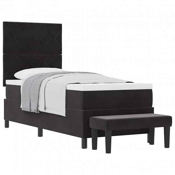 vidaXL Postel s boxspringem s čelo Černá 200 x 80 cm samet