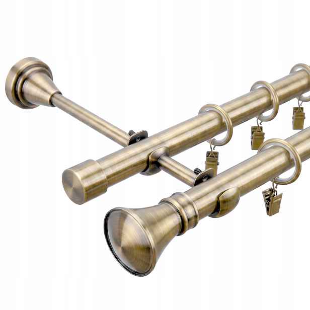 Garnýž Kovový Lux 19+19 mm dvojitý Zlato Antik 280 cm MIX Koncovek