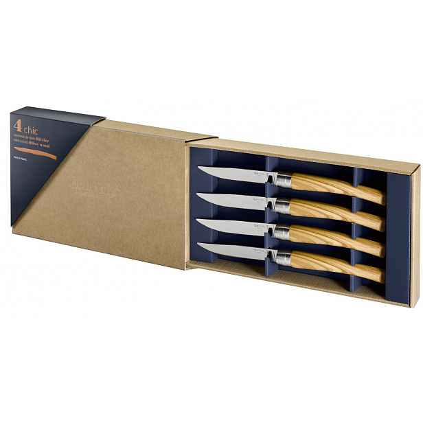 Opinel Sada steakových nožů Chic, 4ks, oliva 002481