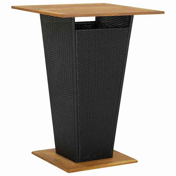 vidaXL Barový stůl černý 80 x 80 x 110 cm polyratan a masivní akácie