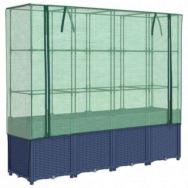 vidaXL Vyvýšený záhon s krytem na skleník, ratanový vzhled 160 x 40 x 153 cm