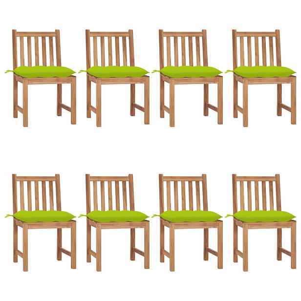 vidaXL Zahradní židle s poduškami 8 ks masivní teak