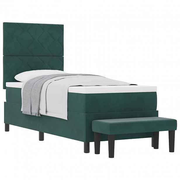 vidaXL Postel s boxspringem s čelo Tmavě zelená 200 x 80 cm samet