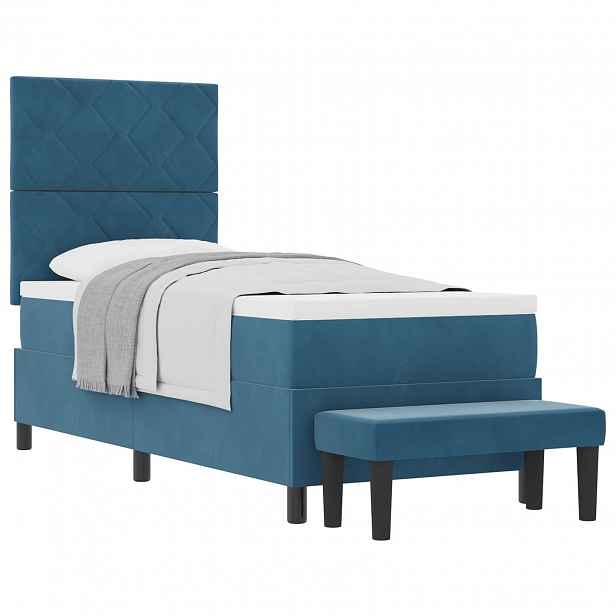 vidaXL Postel s boxspringem s čelo Tmavě moddrá 200 x 80 cm samet