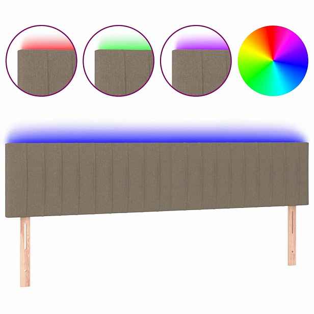 vidaXL Čelo postele s LED taupe 180x5x78/88 cm textil