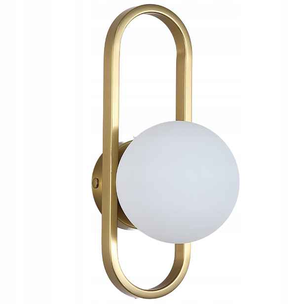 Moderní nástěnná lampa Led koule zlatá mléčná 1*E27