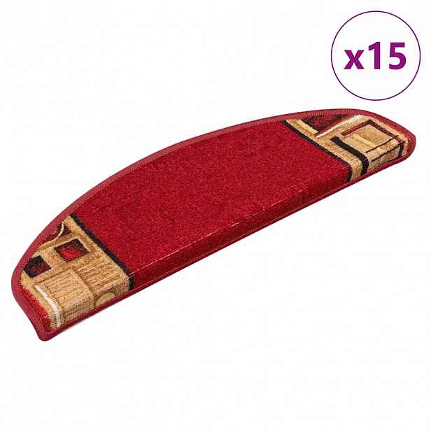 vidaXL Samolepící nášlapy na schody 15 ks červené 65 x 21 x 4 cm
