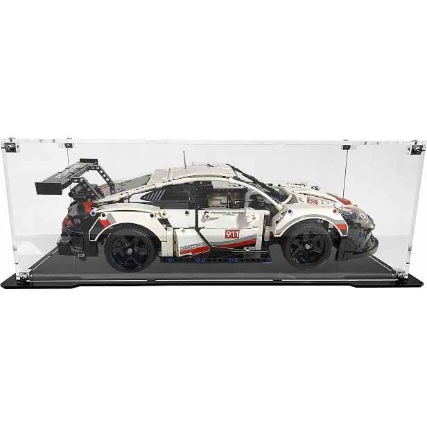 Vitrína s černou základnou pro stavebnici Lego 42096 Technic Porsche 911