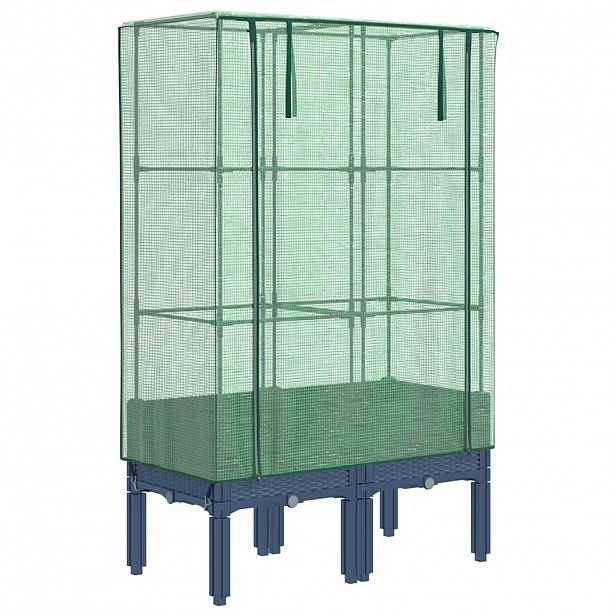 vidaXL Vyvýšený záhon se skleníkem ratanový vzhled 80 x 40 x 140 cm