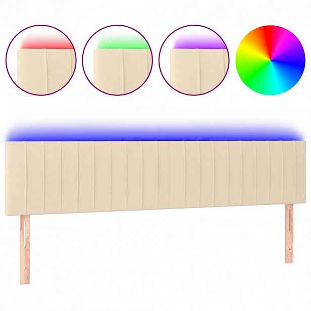 vidaXL Čelo postele s LED krémové 180x5x78/88 cm textil