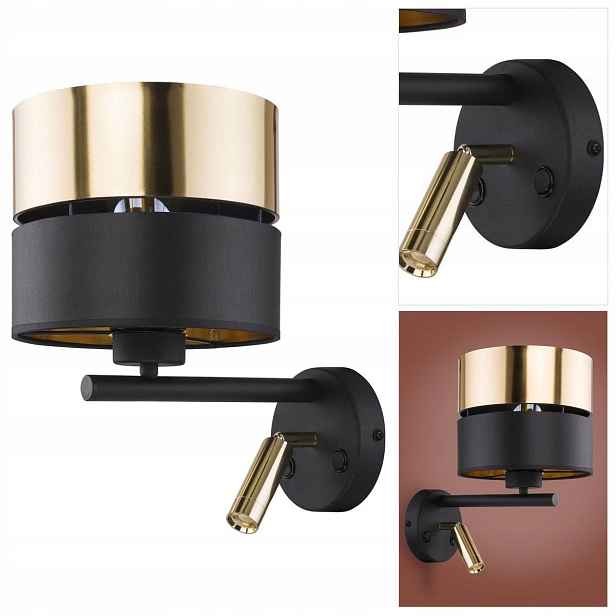 Černá nástěnná lampa Hilton, moderní, 2 zdroje света nad krbem Tk Lighting