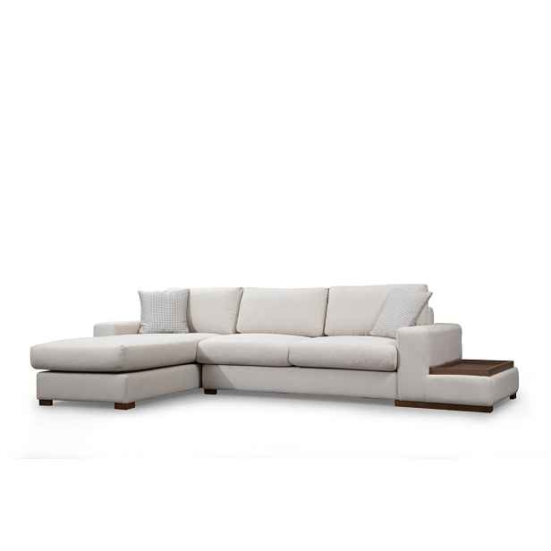 Hanah Home Rohová sedací souprava Loop 312 cm s odkládacím stolkem béžová levá