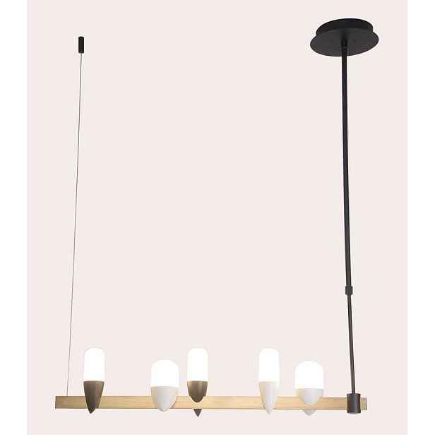 Závěsná lampa ostrůvková černo-zlatá LED 27W Sakai Ledea