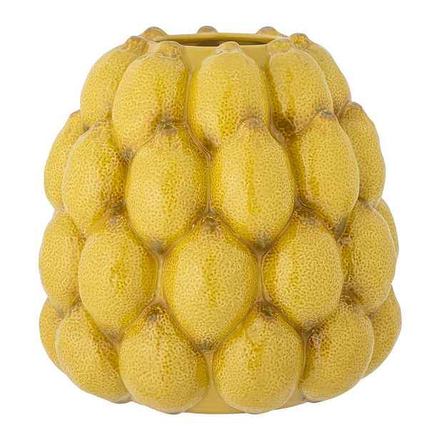 Žlutá ručně malovaná váza z kameniny (výška 22 cm) Limone – Bloomingville