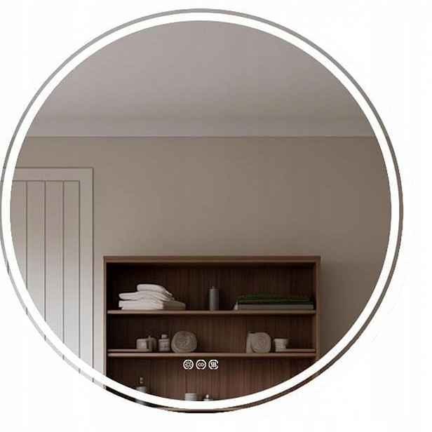 Zrcadlo Do Koupelny Led S Kulatým Dotykovým Osvětlením 80 CM Luvodi Nástěnné