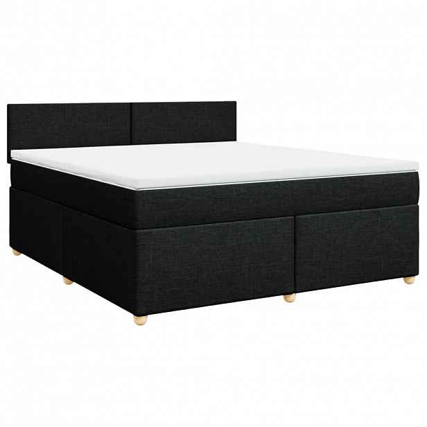 vidaXL Box spring postel s matrací černá 180x200 cm textil