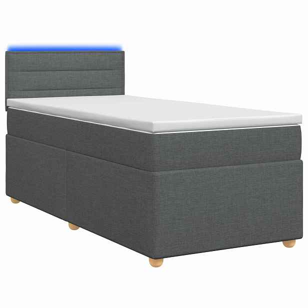 vidaXL Postel boxspring s matrací s čelo Tmavě šedá 80 x 200 cm Textil