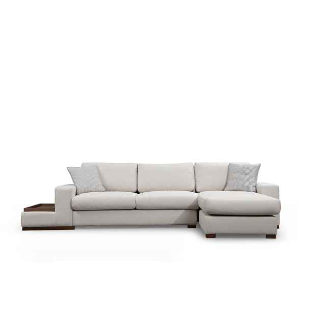 Hanah Home Rohová sedací souprava Loop 312 cm s odkládacím stolkem béžová pravá