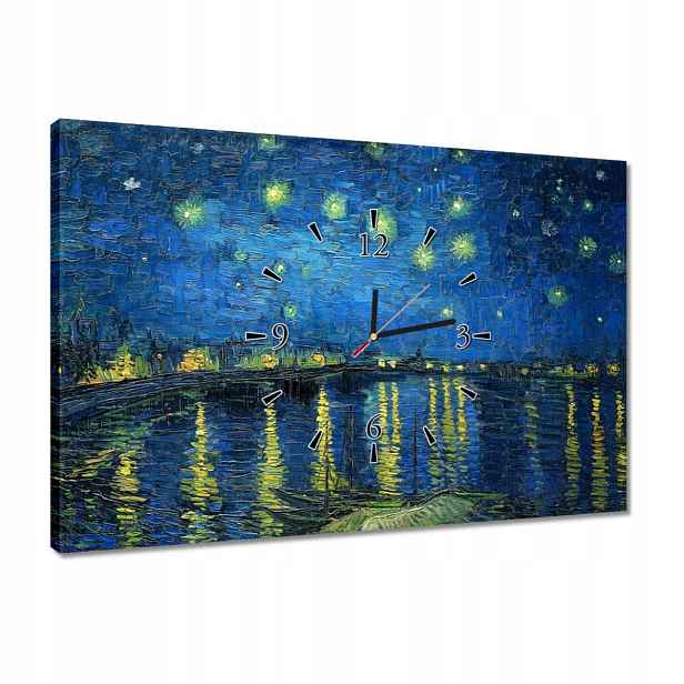Hodiny 60x40 Hvězdná noc nad Rodanem