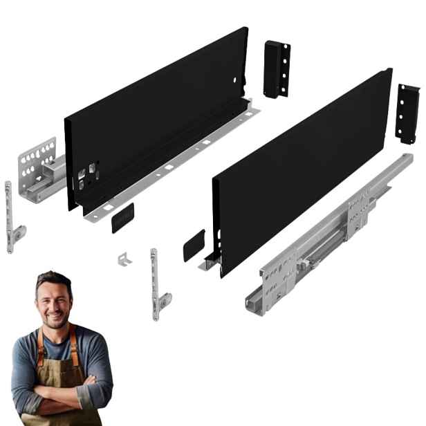 Šuplík Hafele Matrix Slim 400 mm H-135 35 kg 514.13.323 Tenká černá