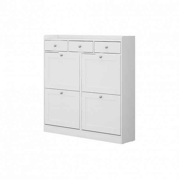 Vicco BOTNÍK NA BOTY Vitto Bílá 100 x 99.5 cm se 3 zásuvkami a 4 skládacími přihrádkami