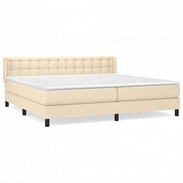vidaXL Box spring postel s matrací krémová 200x200 cm textil