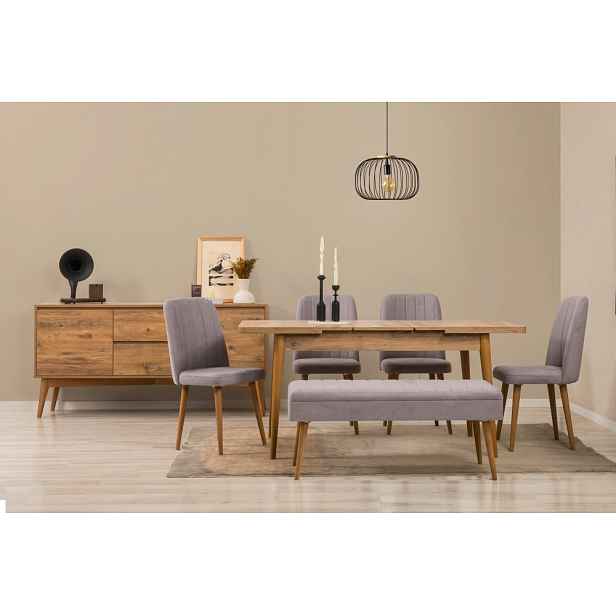 Set s rozkládacím stolem, židlemi a konzolou (7 kusů) Vina 03 0701 - Atlantic Pine, Grey