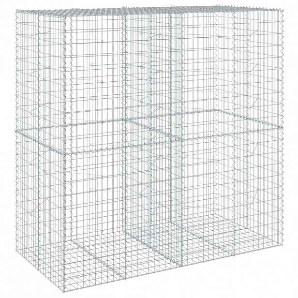 vidaXL Gabionový koš s víkem 200 x 100 x 200 cm pozinkované železo