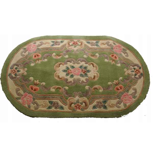 Vlněný koberec Aubusson 150x90 zelený ovál
