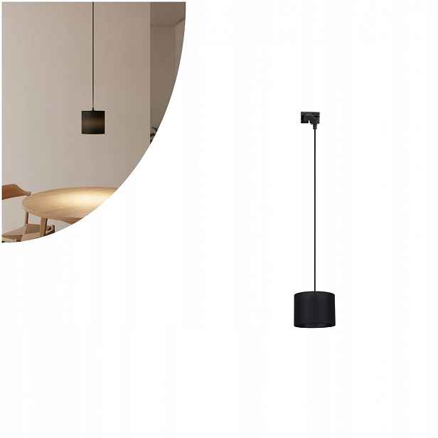 Černá závěsná lampa Tracer s moderní kolejnicí nad stůl Tk Lighting