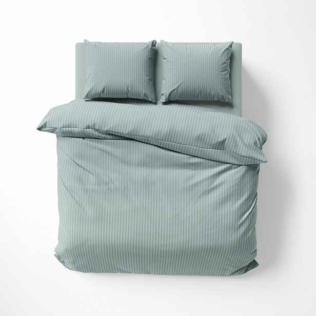 Povlečení Pure Damašek 160X200 Pruhy Mátová Zelená Jednobarevná