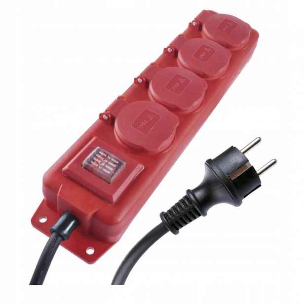 Prodlužovací kabel 10 m 4 zásuvky s vypínačem černo-červený guma…