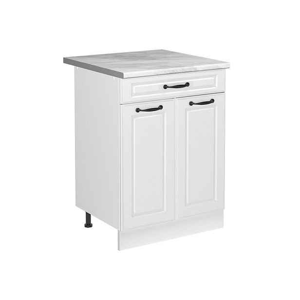 Vicco SKŘÍŇKA POD DŘEZ R-Line, Bílý venkovský dům/Bílá, 60 cm pracovní deska Mramor