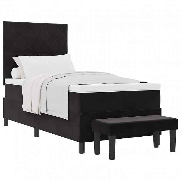 vidaXL Postel s boxspringem s čelo Černá 190 x 90 cm samet