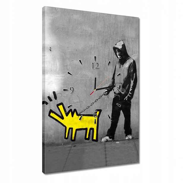 Hodiny 40x60 Žlutý pejsek Banksy Lol