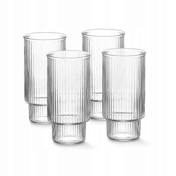 sklenice na latte Sada 4 borosilikátové vysoké 400 ml Ella Stripes