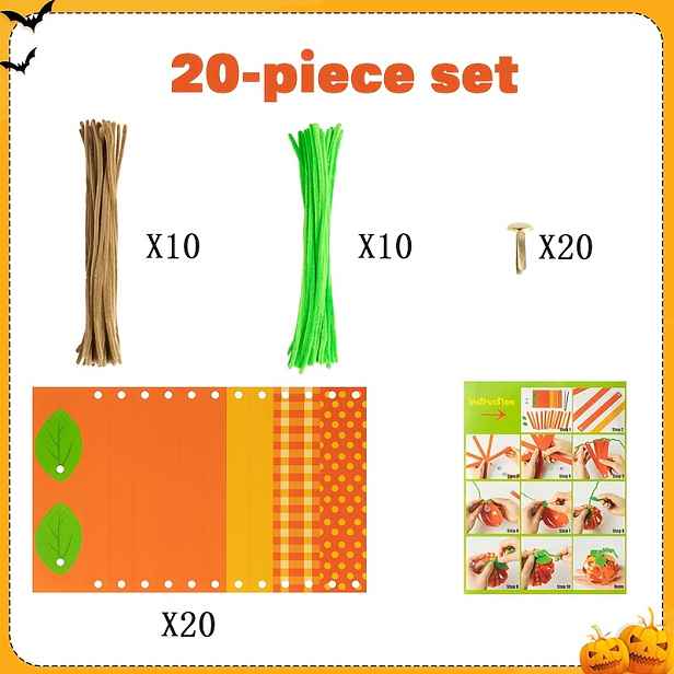 TEMU Párty a akce, 20ks Halloween DIY sada na výrobu dýní, vhodná na Den díkůvzdání - Kreativní podzimní dekorace a dárky na párty, snadné pokyny,