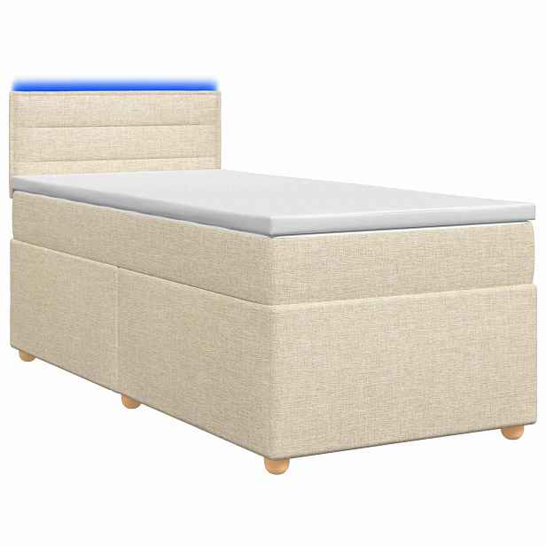 vidaXL Postel boxspring s matrací s čelo Krémová 80 x 200 cm Textil