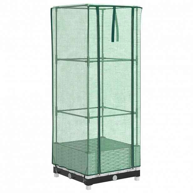 vidaXL Vyvýšený záhon se skleníkem ratanový vzhled 40 x 40 x 123 cm