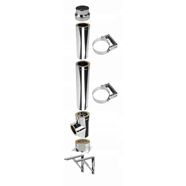 Benzínový Komín Fi 130/180 Izolový Inox Závěsný Venkovní 2 m Gr. 0,8 MM