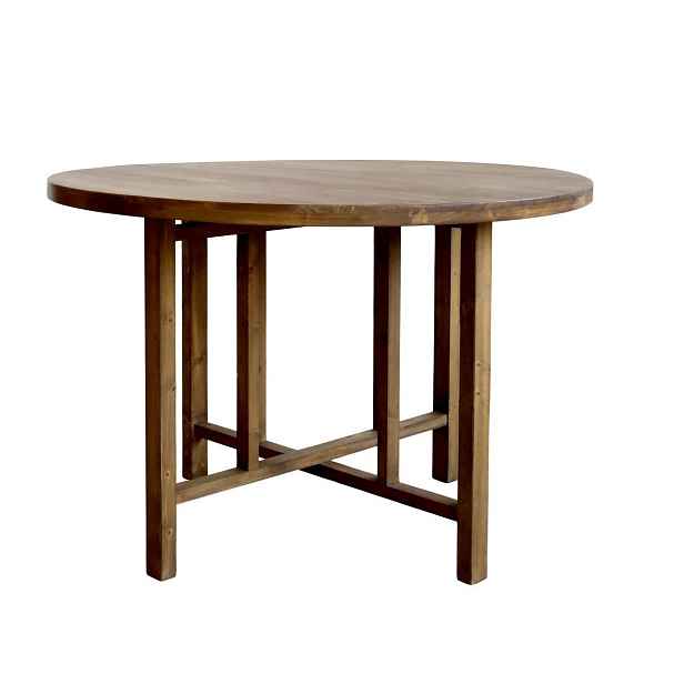 Hnědý dřevěný kulatý jídelní stůl Franne - Ø 120*78 cm Chic Antique