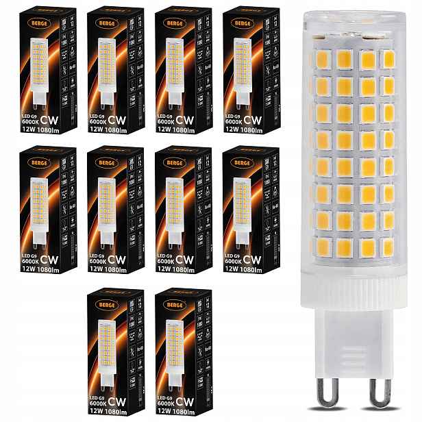 Led žárovka G9 12W 110W 1080lm Studená barva 6000K Energeticky úsporná 10x