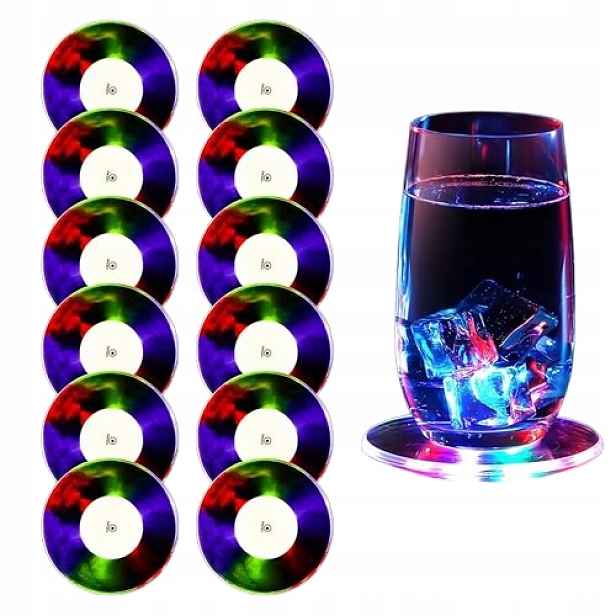 12 X Barevný Led Podstavec, 3 Režimy Osvětlení, Voděodolné, Akrylové