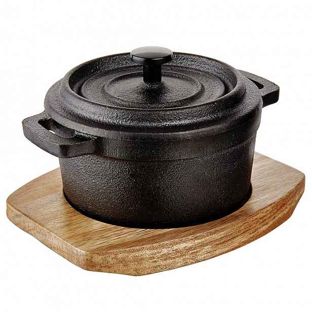 Butlers HOT IRON Servírovací hrnec s dřevěným podnosem