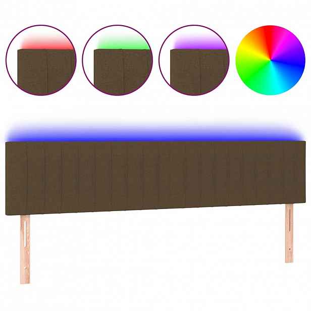vidaXL Čelo postele s LED tmavě hnědé 200x5x78/88 cm textil